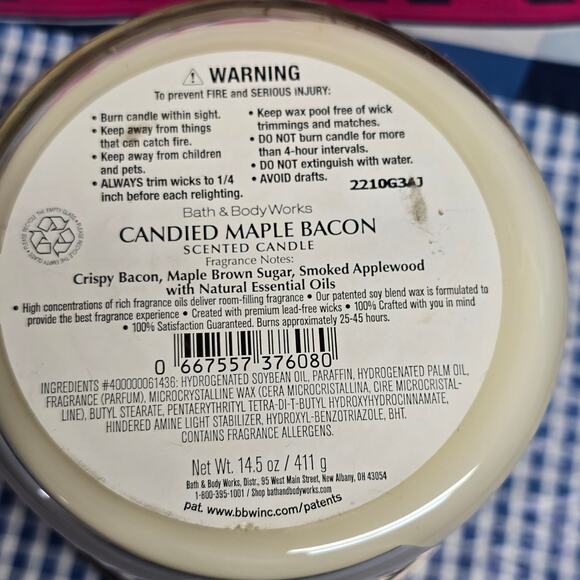 BBW Candied Maple Bacon Coloring Changing Jar Large 3 Wick Candle Home Decor - Picture 2 of 2